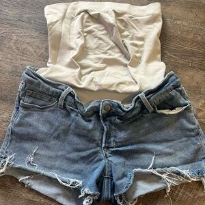 Blanqi Maternity Belly Support Denim Shorts